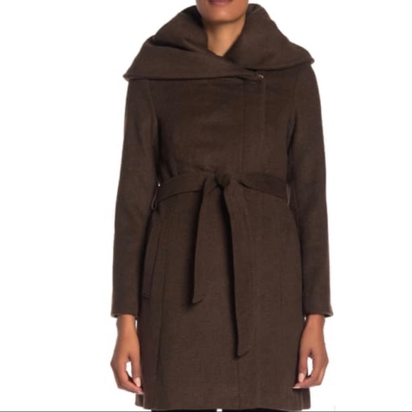 Cole Haan Jackets & Blazers - NWOT Cole Haan Wool Blend Cape Zip Jacket Brown Winter Coat 12